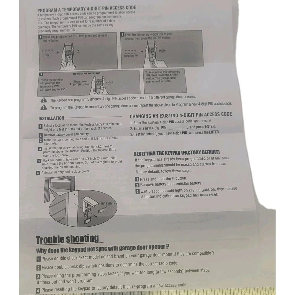 LiftMaster 877LM Universal Garage Door Opener Keypad